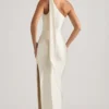 Robe longue asymétrique à détails foulard Sheril, couleur ivoire Robe longue asymétrique à détails foulard Sheril, couleur ivoire