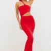 Robe longue asymétrique en jersey Kalina rouge écarlate Robe longue asymétrique en jersey Kalina rouge écarlate