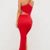 Robe longue asymétrique en jersey Kalina rouge écarlate Robe longue asymétrique en jersey Kalina rouge écarlate