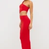 Robe longue asymétrique en jersey Kalina rouge écarlate Robe longue asymétrique en jersey Kalina rouge écarlate