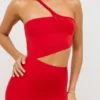 Robe longue asymétrique en jersey Kalina rouge écarlate Robe longue asymétrique en jersey Kalina rouge écarlate