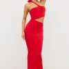 Robe longue asymétrique en jersey Kalina rouge écarlate Robe longue asymétrique en jersey Kalina rouge écarlate