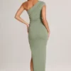 Robe longue asymétrique froncée Maude en modal, vert sauge Robe longue asymétrique froncée Maude en modal, vert sauge