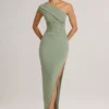 Robe longue asymétrique froncée Maude en modal, vert sauge Robe longue asymétrique froncée Maude en modal, vert sauge