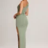 Robe longue asymétrique froncée Maude en modal, vert sauge Robe longue asymétrique froncée Maude en modal, vert sauge