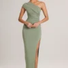 Robe longue asymétrique froncée Maude en modal, vert sauge Robe longue asymétrique froncée Maude en modal, vert sauge