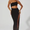 Robe longue asymétrique Ishtar en noir Robe longue asymétrique Ishtar en noir