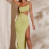 Robe longue asymétrique Ishtar en vert Robe longue asymétrique Ishtar en vert