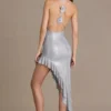 Robe longue asymétrique plongeante ornée Vivienne Premium, couleur argent Robe longue asymétrique plongeante ornée Vivienne Premium, couleur argent