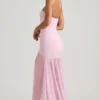 Robe longue asymétrique sans bretelles Melina, coupe en queue de poisson, rose pâle Robe longue asymétrique sans bretelles Melina, coupe en queue de poisson, rose pâle