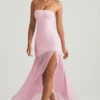 Robe longue asymétrique sans bretelles Melina, coupe en queue de poisson, rose pâle Robe longue asymétrique sans bretelles Melina, coupe en queue de poisson, rose pâle