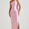 Robe longue asymétrique Sheril avec détail foulard, rose pâle Robe longue asymétrique Sheril avec détail foulard, rose pâle