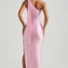 Robe longue asymétrique Sheril avec détail foulard, rose pâle Robe longue asymétrique Sheril avec détail foulard, rose pâle