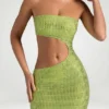 Robe longue bandeau à découpes et ornements Alamea, vert poire Robe longue bandeau à découpes et ornements Alamea, vert poire