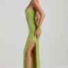 Robe longue bandeau à découpes et ornements Alamea, vert poire Robe longue bandeau à découpes et ornements Alamea, vert poire