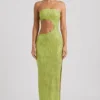 Robe longue bandeau à découpes et ornements Alamea, vert poire Robe longue bandeau à découpes et ornements Alamea, vert poire