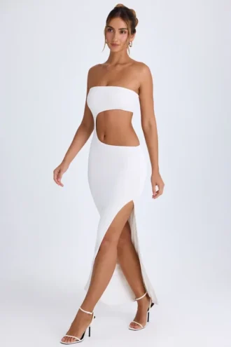 Robe longue bandeau à découpes Kaikoa en blanc