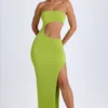 Robe longue bandeau à découpes Kaikoa, vert poire Robe longue bandeau à découpes Kaikoa, vert poire