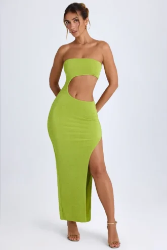 Robe longue bandeau à découpes Kaikoa, vert poire