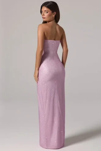 Robe longue à bandeau et capuche La Rochette, rose