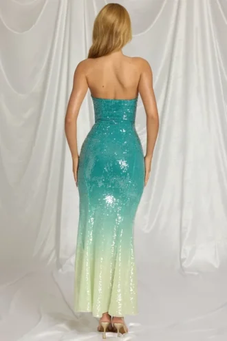 Robe longue bandeau Maelle en bleu dégradé