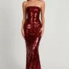 Robe longue bandeau Nottola avec ornements 3D, rouge Robe longue bandeau Nottola avec ornements 3D, rouge