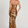 Robe longue bandeau Nottola à ornements 3D, couleur or Robe longue bandeau Nottola à ornements 3D, couleur or