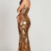 Robe longue bandeau Nottola à ornements 3D, couleur or Robe longue bandeau Nottola à ornements 3D, couleur or