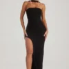 Robe longue bandeau ornée Belgravia en noir Robe longue bandeau ornée Belgravia en noir