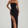 Robe longue bandeau ornée Belgravia en noir Robe longue bandeau ornée Belgravia en noir