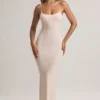 Robe longue à bretelles et encolure dégagée en modal Salma, imprimé rayé Robe longue à bretelles et encolure dégagée en modal Salma, imprimé rayé