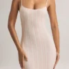Robe longue à bretelles et encolure dégagée en modal Salma, imprimé rayé Robe longue à bretelles et encolure dégagée en modal Salma, imprimé rayé