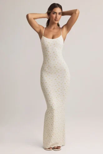 Robe longue à bretelles et encolure dégagée Salma en modal, imprimé floral