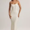 Robe longue à bretelles et encolure dégagée Salma en modal, imprimé floral Robe longue à bretelles et encolure dégagée Salma en modal, imprimé floral