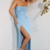 Robe longue à col bénitier et bandeau orné La Rochette, bleu clair Robe longue à col bénitier et bandeau orné La Rochette, bleu clair