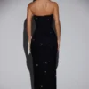 Robe longue à col bénitier et bandeau orné La Rochette en noir Robe longue à col bénitier et bandeau orné La Rochette en noir