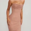 Robe longue à col bénitier et bandeau orné Palermo, couleur beige Robe longue à col bénitier et bandeau orné Palermo, couleur beige