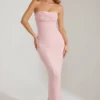 Robe longue à col bénitier et bandeau orné Palermo, couleur Blush Robe longue à col bénitier et bandeau orné Palermo, couleur Blush