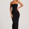 Robe longue à col bénitier et bandeau orné « Palermo » en noir Robe longue à col bénitier et bandeau orné « Palermo » en noir