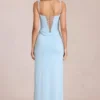 Robe longue corset en dentelle Zalia, bleu poudré Robe longue corset en dentelle Zalia, bleu poudré