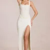 Robe longue corset en dentelle Zalia, couleur ivoire Robe longue corset en dentelle Zalia, couleur ivoire