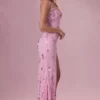 Robe longue à corset ornée Primara en rose bonbon Robe longue à corset ornée Primara en rose bonbon