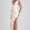 Robe longue corset à volants Ambrosia, couleur ivoire Robe longue corset à volants Ambrosia, couleur ivoire
