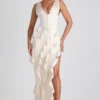 Robe longue corset à volants Ambrosia, couleur ivoire Robe longue corset à volants Ambrosia, couleur ivoire