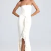 Robe longue corset à volants et bandeau Tallullah, couleur ivoire Robe longue corset à volants et bandeau Tallullah, couleur ivoire