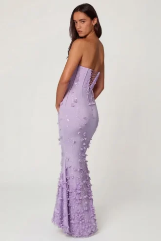 Robe longue corsetée à lacets Amal, couleur lilas