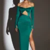Robe longue à découpes Audra, vert émeraude