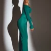 Robe longue à découpes Audra, vert émeraude