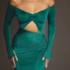 Robe longue à découpes Audra, vert émeraude