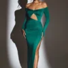 Robe longue à découpes Audra, vert émeraude